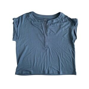 Womens NWT Lou & Grey Blue shirt super soft size small split neck‎ new S
